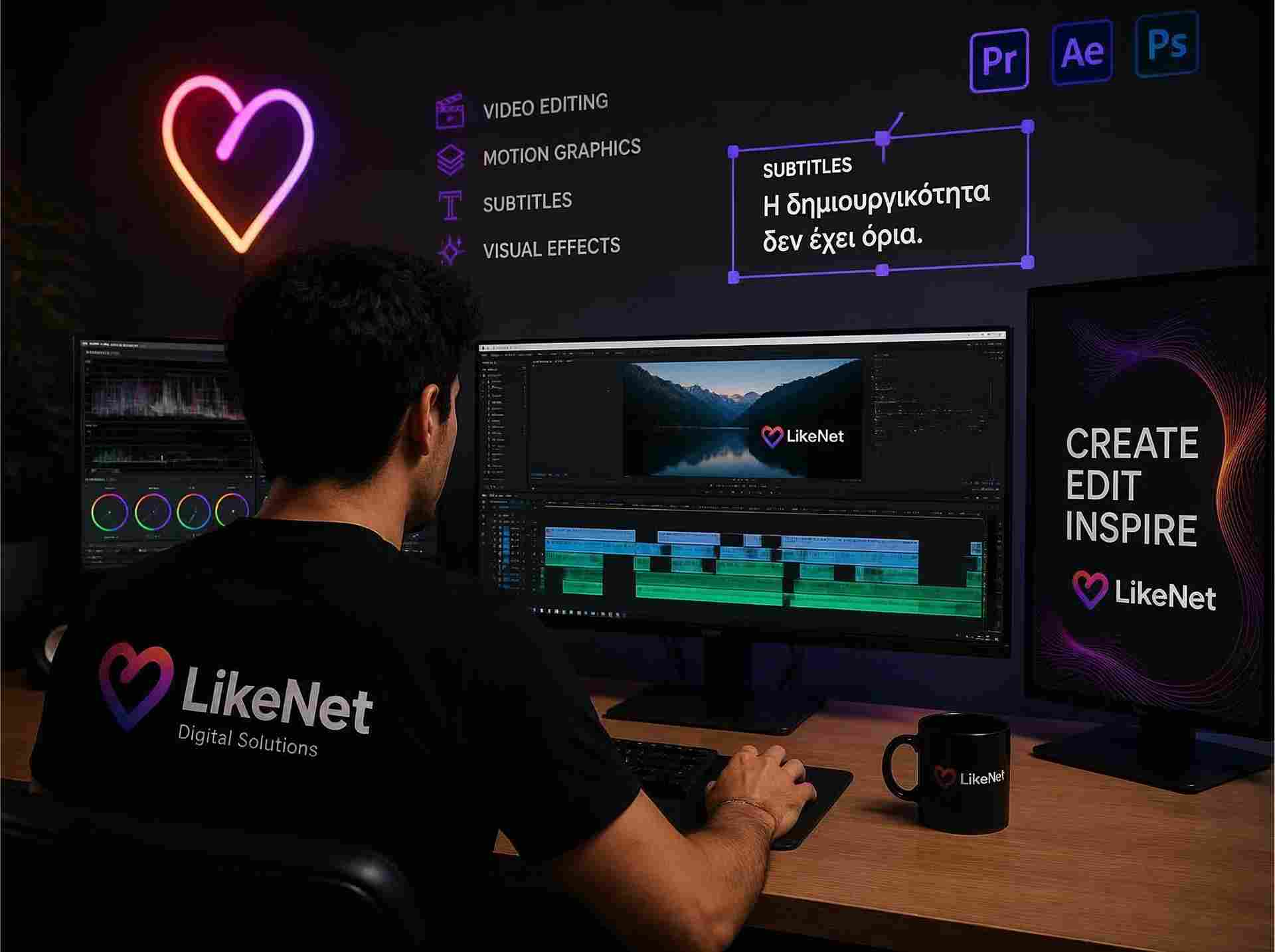 Video editing - Υπότιτλοι, γραφικά , εφέ - LikeNet